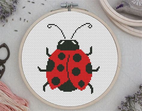 Instant Download Ladybug Cross Stitch Pattern Cross Stitch Needlepoint Embroidery Knitting