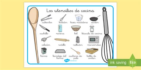 Los Utensilios De Cocina En Español Vocabulario Aprender Dba