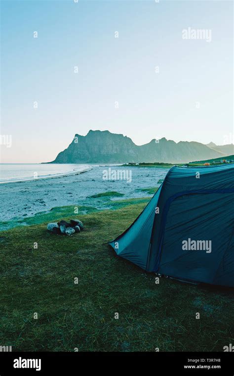 Wild Camping On Uttakleiv Beach Vestvågøy Lofoten Islands Nordland