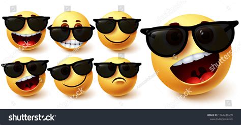 emoji sunglasses vector set emoji character stock vector royalty free 1767246509 shutterstock