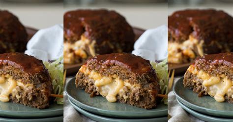 Transfer the macaroni and meatballs to. Macaroni And Cheese Stuffed Meatloaf Is Uses Semi-Prepared ...