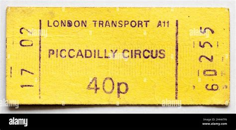 Vintage 1970s London Underground Railway Train Ticket Piccadilly