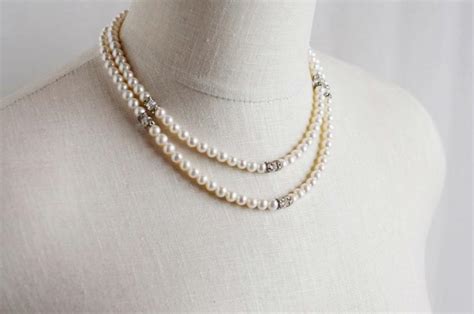Double Strand Freshwater Pearl Necklace Statement Bridal Necklace