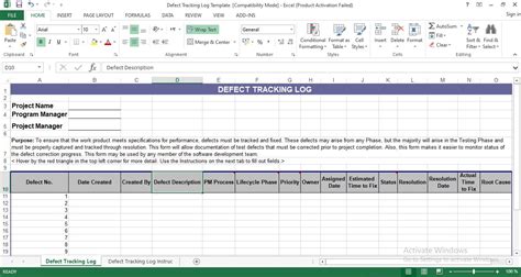 Defect Tracking Template