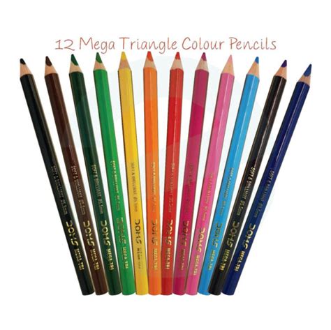Doms Mega Triangle Colour Pencils 12 Colour Set Craftsvillage