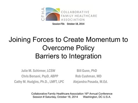 Joining Forces To Create Momentum To Overcome Policy Barriers To