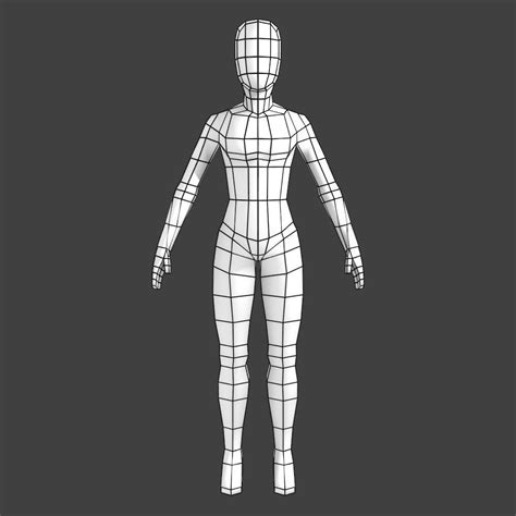 3d Model Generic Low Poly Basemesh Female Vr Ar Low Poly Obj Blend