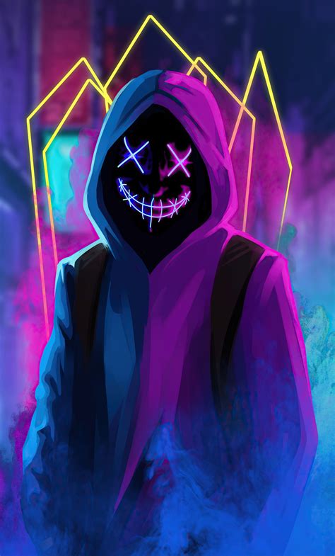 1280x2120 Mask Neon Guy Iphone 6 Hd 4k Wallpapers Images
