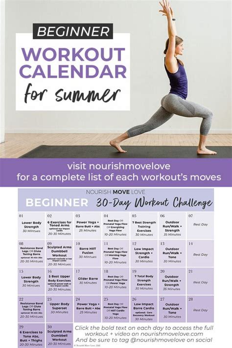 Beginner Workout Plan + 30-Day Workout Calendar | Workout calendar, Workout plan for beginners ...