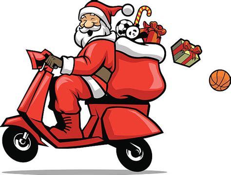 Motorcycle Santa Claus Biker Christmas Illustrations Royalty Free