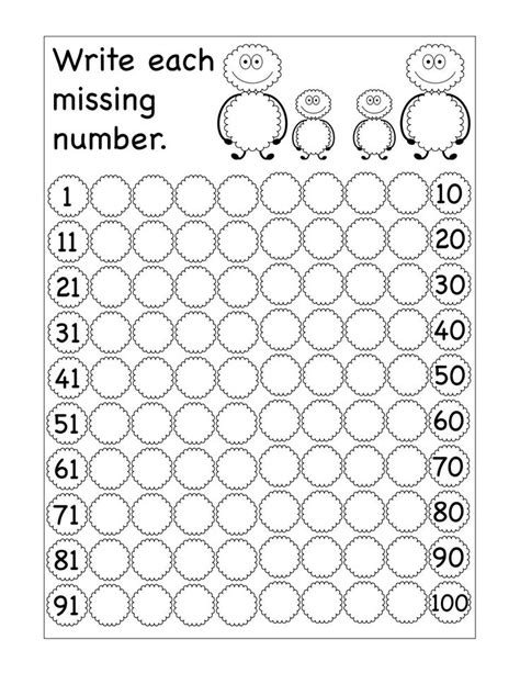 Counting Worksheets 1 100 Missing Numbers Archives Free Worksheets