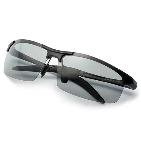 Men S Photochromic Polarized Sunglasses With Metal Frame Black