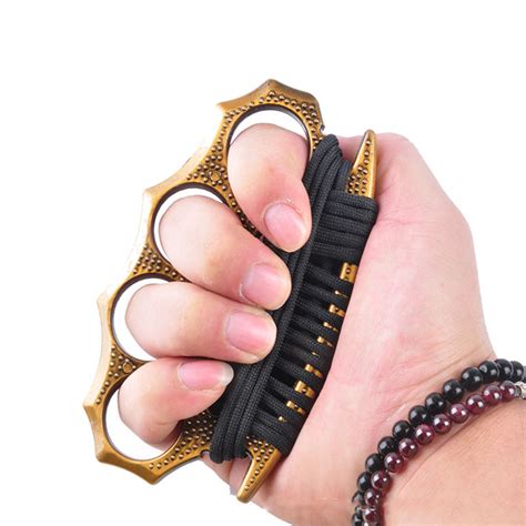 Thread Iron Fist Brass Knuckles Fighting Knuckle Duster With Nylon Rope