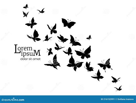 Decorative Flock Of Butterflies Logo Design Template Silhouettes Of