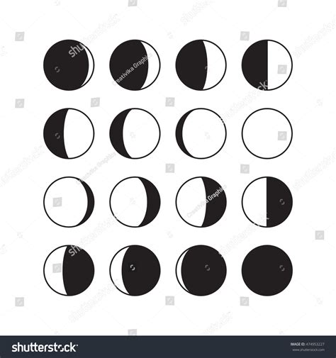 Moon Phases Icons Astronomy Lunar Symbols Stock Vector 474953227