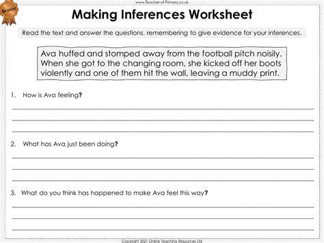 Making Inferences Worksheet English Nd Grade