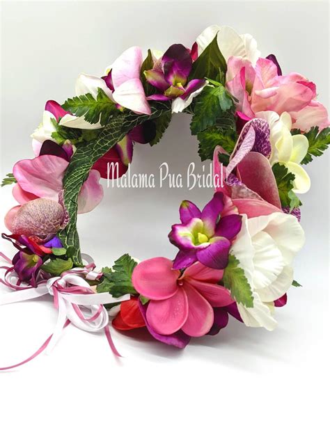 Flower Crown Hawaiian Tropical Headpiece Bridal Silk Etsy