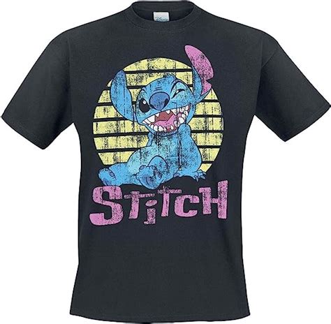 Lilo And Stitch Vintage Stitch Men T Shirt Black S 100 Cotton Regular