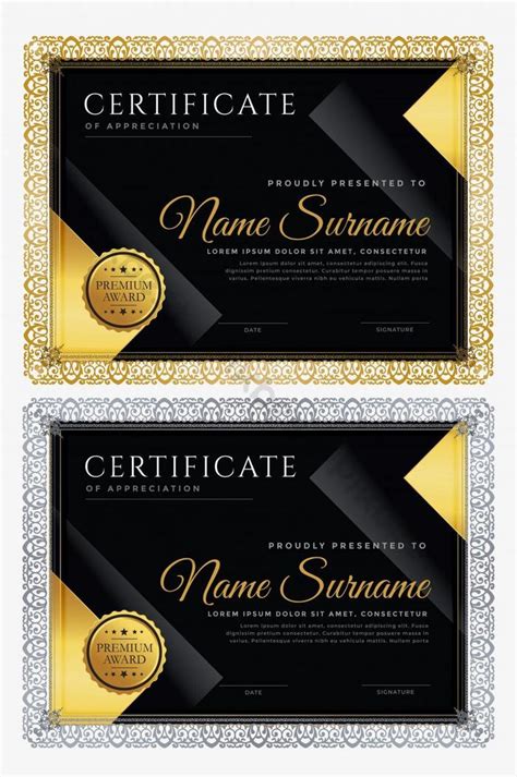 Black And Gold Elegant Certificate Of Achievement Template Ai Free