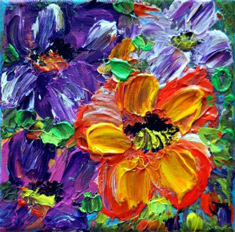 Original Oil Painting Abstract Flowers Impasto Textured Etsy Flower