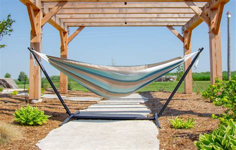 vivere s combo sunbrella gateway mist hammock with stand 8ft sleepy hammock
