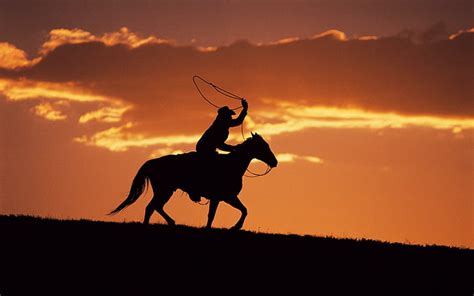 Hd Wallpaper Western Cowboy At Sunset Silhouette Of Cowboy Riding
