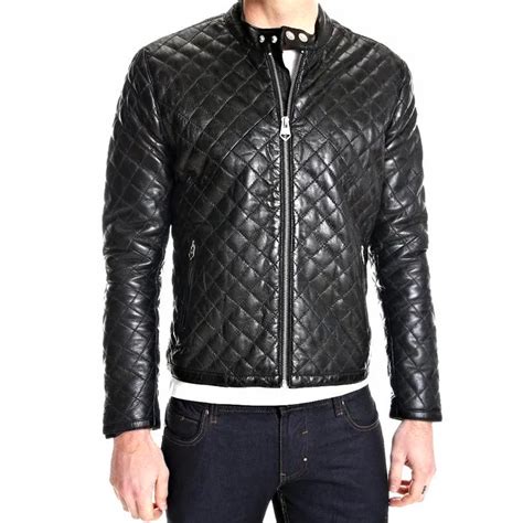 Mens Black Quilted Leather Jacket Jackets Galaxy