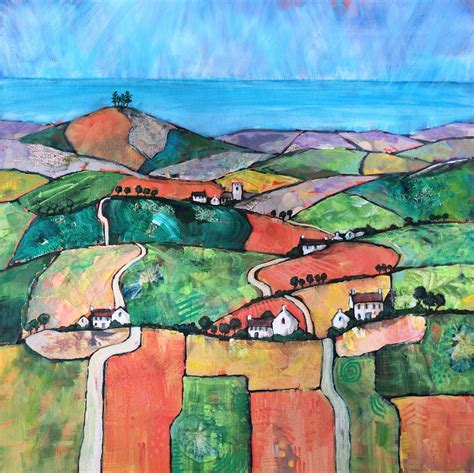Patchwork Panorama To Colmers Hill Hilary Buckley Dorset Artist