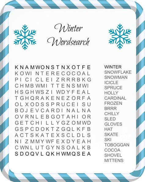 Winter Word Search Printable