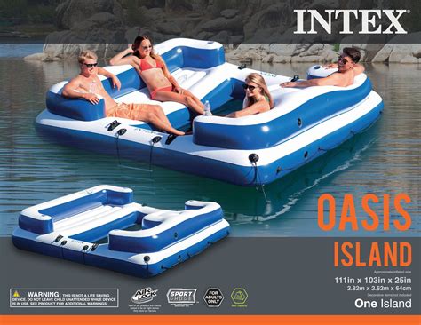 Intex Oasis Island 5 Person Inflatable Lake Pond River Float Lounge