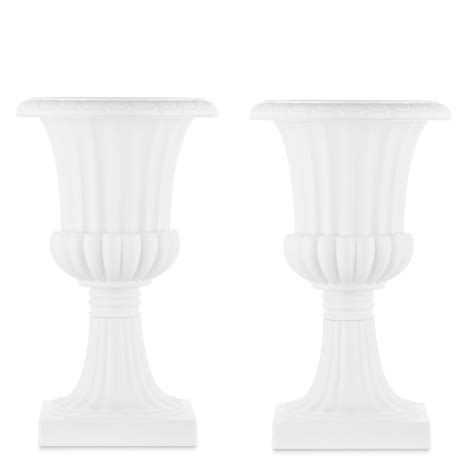 Urn Planter For Outdoor Plants 197 Inch Tall White Plastic Garden