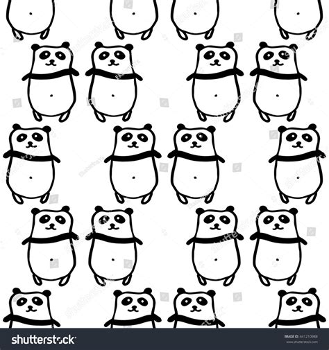 Seamless Vector Pattern With Pandas Hand Drawn Graphic Background