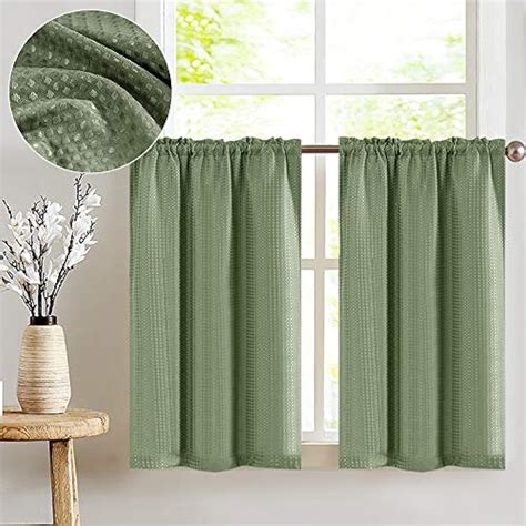 Lazzzy Olive 24 Kitchen Curtains For Bathroom Sage Green Set