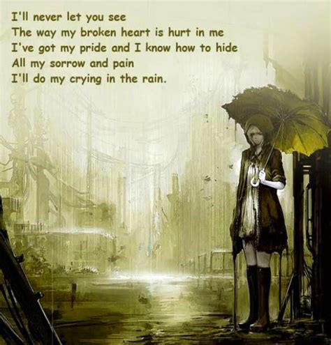 Anime Girl Crying In The Rain Alone With Quotes