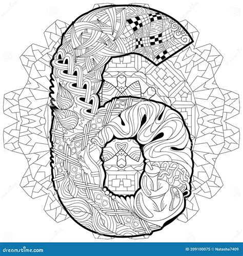 Mandala With Numero Four For Coloring Vector Decorative Zentangle CartoonDealer Com