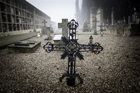 Cemetery On A Foggy Day Stock Photo Image Of Morbid 206025756