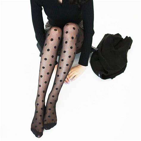 new pantyhose women tights black and white big dots entirely seamless sexy sheer stockings tight