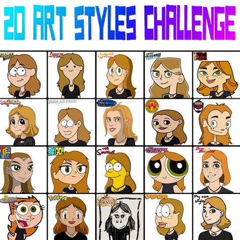 20 Styles Challenge By Lunathenightfury Cartoon Style Drawing Art