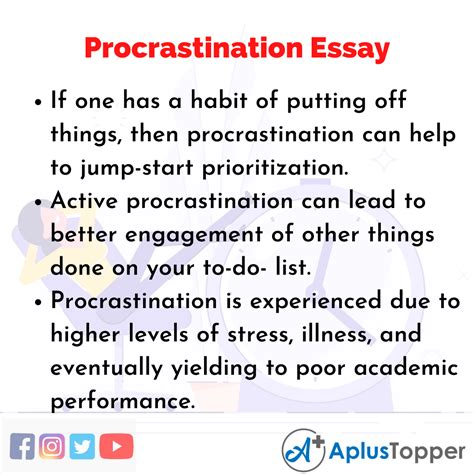 Procrastination Essay Essay On Procrastination For Students And