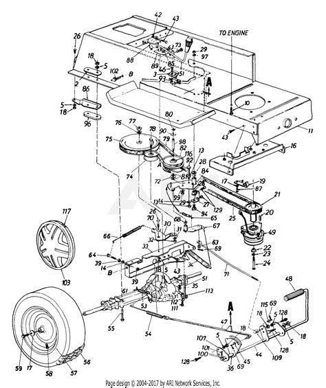 Mtd 133r676g190 Lt 14 1993 Parts Diagram For Wheel And Lower Frame