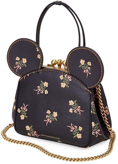 Disney Minnie Mouse Floral Kisslock Leather Bag By Coach Black Bags