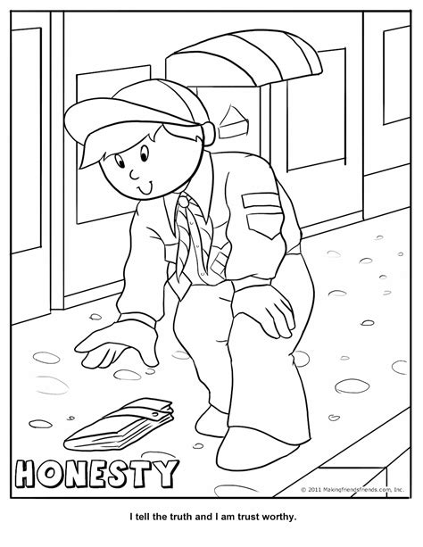 Coloring Honesty Honest Integrity Activities Sheet Template Fair Sketch