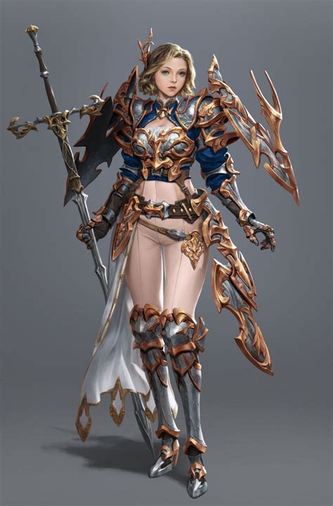 Artstation Knight Hyunjoong Fantasy Female Warrior Concept Art