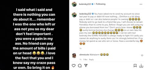‘your Private Part Has Become Too Wide Bobrisky Slams Tonto Accuse