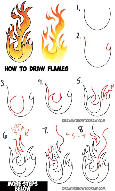 Learn How To Draw Flames And Drawing Cartoon Fire Drawing Tutorial