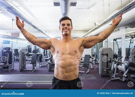 Shirtless Bodybuilder Arms Raised Gym Stock Photos Free Royalty