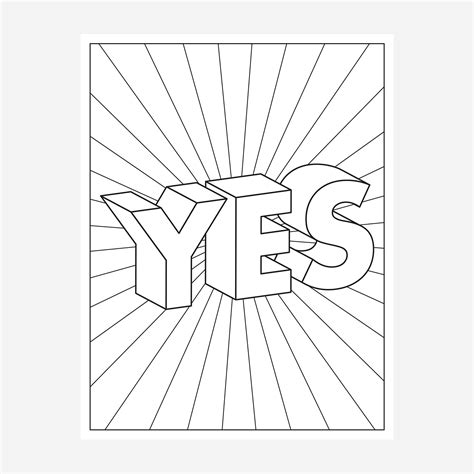 Yes Printable Coloring Page Coloring Sheet Coloring Book Etsy España