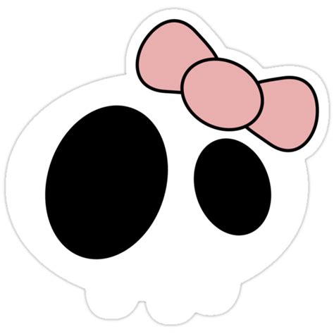 Skull drawing, skulls, monochrome, head png. "Kawaii Skull - Pink Ribbon" Stickers by Warp9 | Redbubble