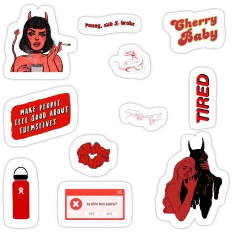 Red Aesthetic Vsco Sticker Pack Sticker In 2020 Red Aesthetic