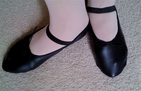 Black Leather Ballet Shoes Full Sole